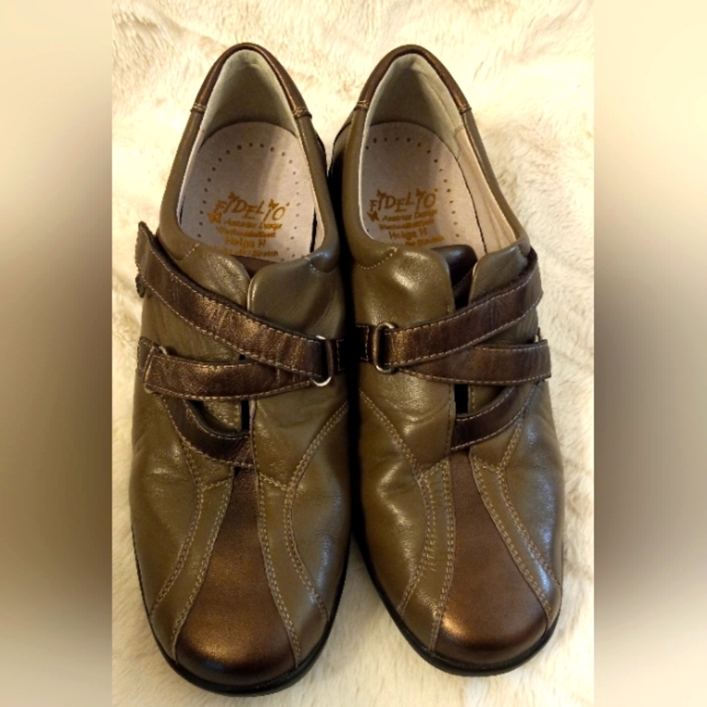 Fidelio Helga Casual Comfort Shoes Brown Bronze Leather Cushioned Loafer Size 9 - Picture 9 of 9